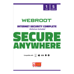 Webroot® Internet Security Complete With Antivirus Protection 2020, For 5 PC And Mac® Devices, 1-Year Subscription, Disc