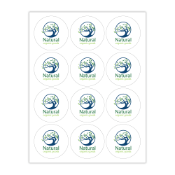 Custom Printed 3-Color Laser Sheet Labels And Stickers, 2-1/2" Circle, 12 Labels Per Sheet, Box Of 100 Sheets