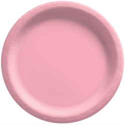 Amscan Round Paper Plates, New Pink, 6-3/4", 50 Plates Per Pack, Case Of 4 Packs