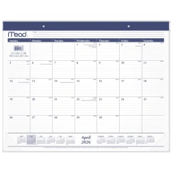 Mead® Basic Academic 2026-2027 Monthly Desk Pad Calendar, Standard, 21 3/4" x 17"