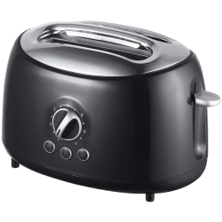 Brentwood TS-270BK Cool Touch 2-Slice Extra Wide Slot Retro Toaster, Black - 700 W - Toast, Bagel, Bread, Waffle, Browning, Reheat, Defrost - Black, Silver
