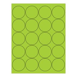 Tape Logic® Round Labels For Inkjet/Laser Printers, LL197GN, 2", Fluorescent Green, Pack Of 2,000 Labels