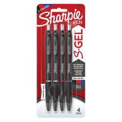 Sharpie® S Gel Pens, Bold Point, 1.0 mm, Black Barrels, Assorted Ink, Pack Of 4 Pens