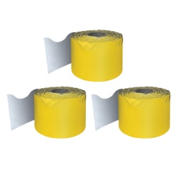 Carson Dellosa Education Rolled Scalloped Borders, Yellow, 65' Per Roll, Pack Of 3 Rolls