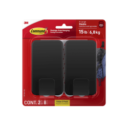 Command™ Jumbo Hook, 2 XL Hooks, 8 Adhesive Strips, Damage Free Hanging, No Tools Wall Hanging Strips For Living Spaces