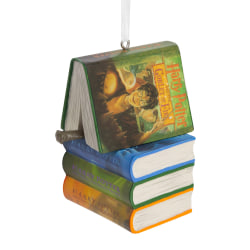 Hallmark Resin Christmas Ornament, 2-3/4" x 2-1/2" x 1-3/4", Harry Potter Books and Wand