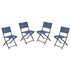 Flash Furniture Brazos Series Outdoor 4pcs Folding Chair with Flex Comfort Material and Metal Frame, Navy