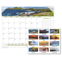 2025 AT-A-GLANCE® Panoramic Seascape Monthly Desk Pad, 21-3/4" x 17", Scenic, January 2025 To December 2025, 89802