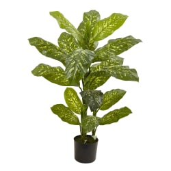 Nearly Natural Dieffenbachia 48"H Artificial Real Touch Plant With Pot, 48"H x 36"W x 34"D, Green