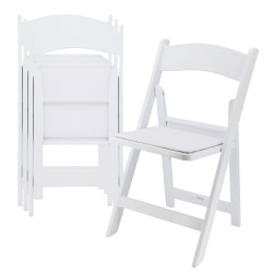 Elama Plastic Folding Resin Chairs, White, Set Of 4 Chairs