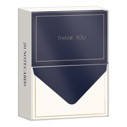 Lady Jayne Professional Thank You Note Cards With Envelopes, 3-1/2" x 5", Navy, Pack Of 20 Cards