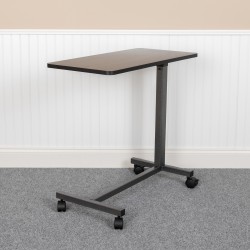 Flash Furniture Adjustable Overbed Table, 44-3/4"H x 30"W x 15"D, Oak/Silvervein