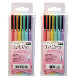 Marvy Uchida LePen Micro-Fine Point Pen, Pastel, 6 Per Pack, Set Of 2 Packs