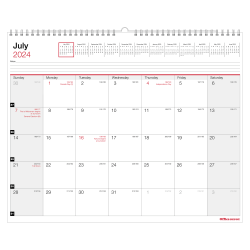 2024-2025 Office Depot® Brand Monthly Academic Wall Calendar, 15" x 12", 30% Recycled, July 2024 To June 2025