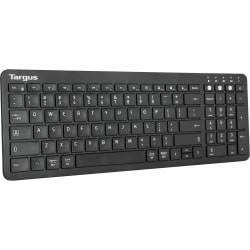 Targus Midsize Multi-Device Bluetooth Antimicrobial Keyboard - Wireless Connectivity - Bluetooth - ChromeOS - English (US) - QWERTY Layout - PC, Mac - AAA Battery Size Supported - Black