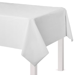 Amscan Flannel-Backed Vinyl Table Covers, 54" x 108", Frosty White, Set Of 2 Covers