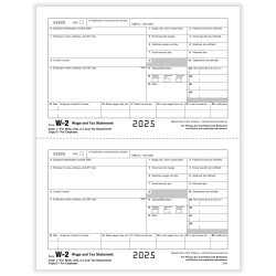 ComplyRight® W-2 Tax Forms, Employer’s Copy D and/or State, City Or Local Copy 2, 2-Up, 8-1/2" x 11", Pack Of 100 Forms