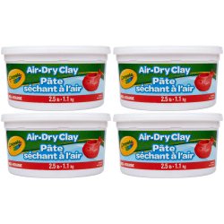 Crayola Air Dry Clay Buckets, 2.5 Lb, Red, Pack Of 4 Buckets