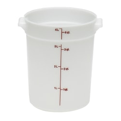 Cambro Poly Round Food Storage Containers, 4 Qt, White, Pack Of 12 Containers