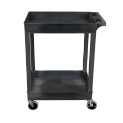 Luxor 2-Shelf Plastic Utility Cart, 34-1/4"H x 24"W x 18"D, Black
