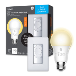 C by GE A19 Smart LED Bulb And Wire-Free Switch Set, 93125623