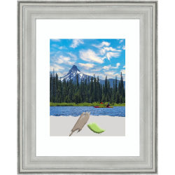 Amanti Art Wood Picture Frame, Opening Size 11" x 14", Matted To 8" x 10", 14" x 17", Bel Volto Silver