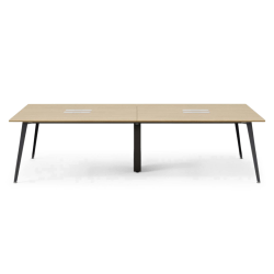 Branch Furniture Quad Computer Desk, 96" x 48", Woodgrain/Charcoal