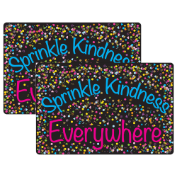 Ashley Smart Poly Welcome Mat With Slip Resistant Backing, 15.5" x 23.5", Confetti, Sprinkle Kindness Everywhere, Pack Of 2