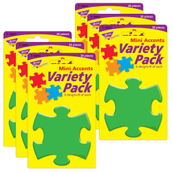 Trend Puzzle Pieces Mini Accents Variety Pack, Multicolor, 36 Pieces Per Pack, Set Of 6 Packs