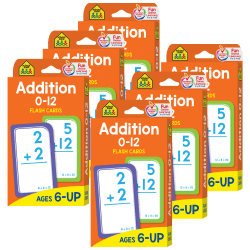 School Zone Publishing Addition 0-12 Flash Cards, Set Of 6 Packs
