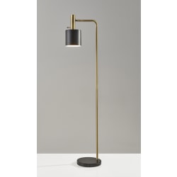 Adesso® Emmett Floor Lamp, 61"H, Black Shade/Antique Brass And Black Base