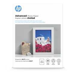 HP Advanced Photo Paper for Inkjet Printers, Glossy, 5" x 7", 66 Lb., Pack Of 60 Sheets (Q8690A)