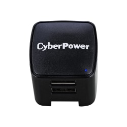 CyberPower TR12U3A USB Charger with 2 Type A Ports - 2 USB Port(s) - 3.1 Amps (Shared), NEMA 5-15P, 100 VAC - 240 VAC, Black, 1YR Warranty