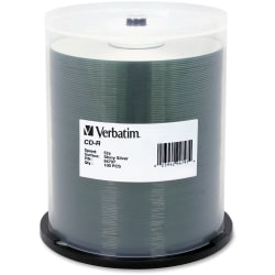 Verbatim CD-R 700MB 52X DataLifePlus Shiny Silver Silk Screen Printable - 100pk Spindle - Printable - Silk-screen Printable
