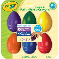 Crayola My First Crayola Washable Palm-Grasp Crayons, Large Size, Assorted Colors, Pack Of 6 Crayons