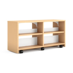 HON Storyline 30"H 2-Shelf Linear Dual-Sided Bookcase, Natural Maple/Designer White