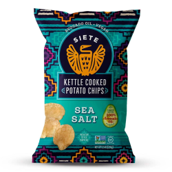 Siete Family Foods Kettle Cooked Potato Chips, Sea Salt, 5.5 Oz, Total Qty 6