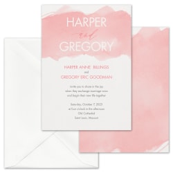 Custom Shaped Wedding & Event Invitations With Envelopes, 5" x 7", Picturesque Watercolor, Box Of 25 Invitations/Envelopes