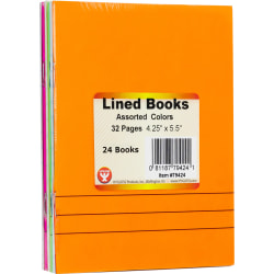 Hygloss Bright Colors Lined Blank Books, 4-1/4" x 5-1/2", 16 Sheets/32 Pages, Assorted, Pack Of 24