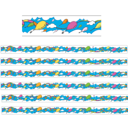 Eureka Deco Trim Packs, 37’ x 2-1/4", Dr. Seuss Oh the Places Balloons, Set Of 6 Packs
