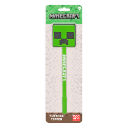 Innovative Designs 2D Licensed Topper Ballpoint Pen, Medium Point, 0.7 mm, Green/Blue, Minecraft