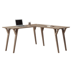 Realspace® Trezza 62"W L-Shaped Desk, Light Oak
