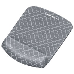 Fellowes® PlushTouch™ Microban® Mouse Pad With FoamFusion™ Wrist Rest,  Lattice Pattern, Gray/White