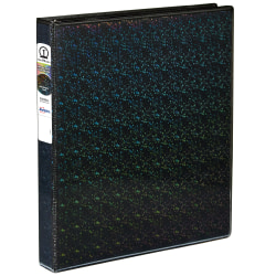 Avery® Durable Holographic 3 Ring Binder With Customizable View Cover, 1" Round Rings, Black