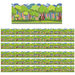 Eureka Extra Wide Die-Cut Deco Trim Packs, 37’ x 3-1/4", Once Upon A Dream Forest, Set Of 6 Packs