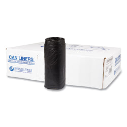 Interplast Group High Density Commercial Can Liners, 16 gal, 8 mic, 24" x 33", Black, Interleaved Roll, 50 Bags/Roll, 20 Rolls/Carton