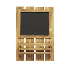 Elegant Designs Chalkboard Sign With Key Holder Hooks And Mail Storage, 20"H x 14"W x 3-1/2"D, Natural