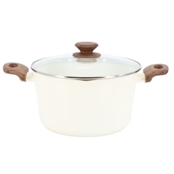 Oster Amberg Choice Ceramic Nonstick Aluminum Dutch Oven With Lid, 4.7 Qt, Linen