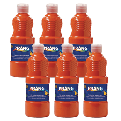 Prang Ready-To-Use Tempera Paints, 16 Oz, Orange, Pack Of 6 Paints