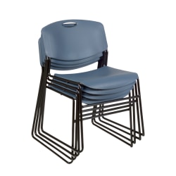 Regency Zeng Polyurethane Armless Stacking Chairs, Black/Blue, Pack Of 4 Chairs